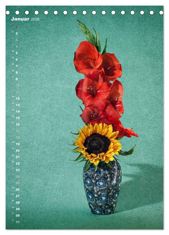 Produktbild: Blumenschmuck in Bunzlau Keramik (Tischkalender 2026 DIN A5 hoch), CALVENDO Monatskalender