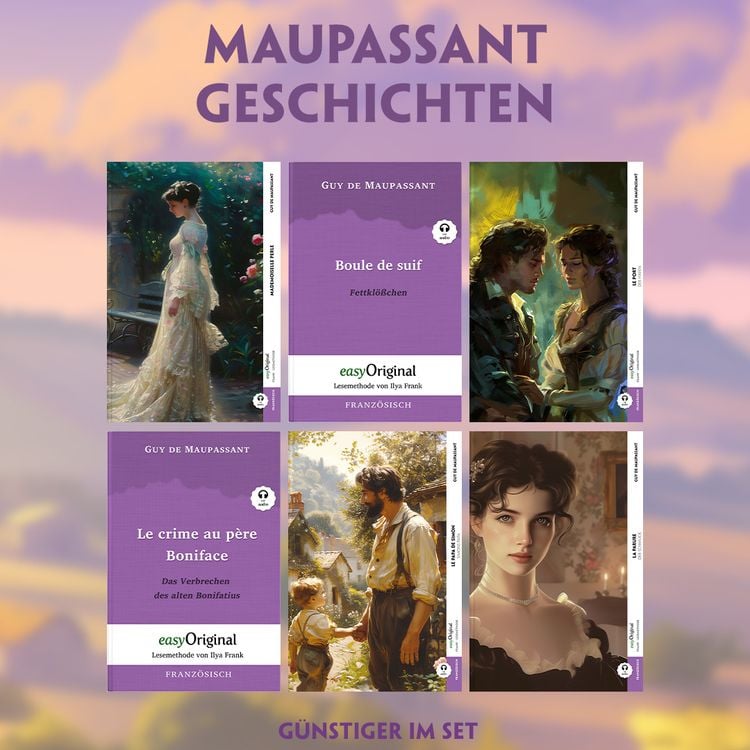 Produktbild: 6 Maupassant Geschichten (6 Bücher + Audio-Online)- Frank-Lesemethode - Kommentierte zweisprachige Ausgabe Französisch-Deutsch