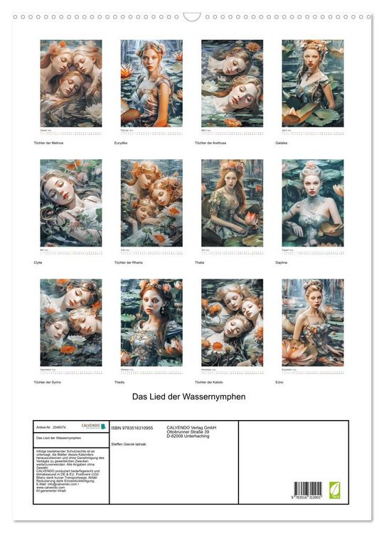 Produktbild: Das Lied der Wassernymphen (Wandkalender 2026 DIN A2 hoch), CALVENDO Monatskalender