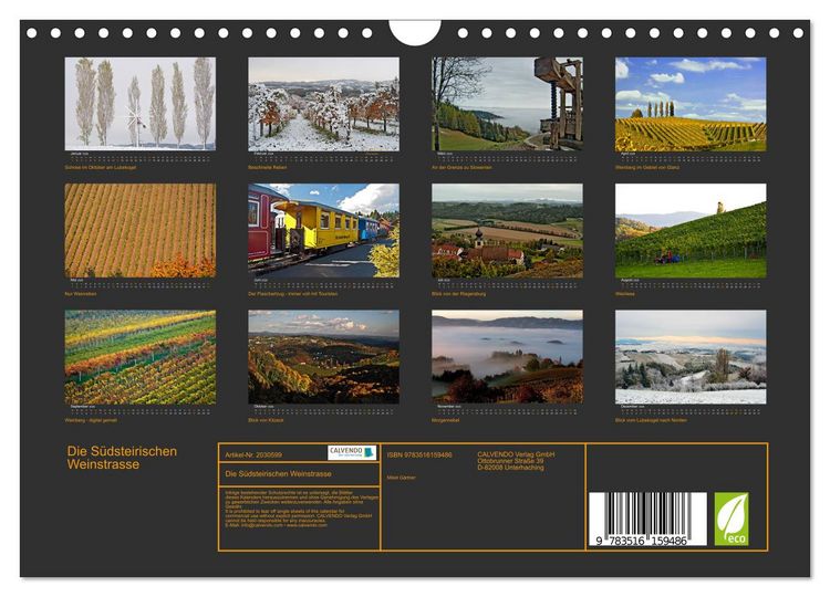 Produktbild: Die S&uuml;dsteirischen Weinstrasse (Wandkalender 2026 DIN A4 quer), CALVENDO Monatskalender