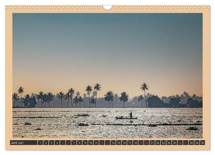 Produktbild: Kerala Backwaters - mit dem Hausboot durch die tropische Wasserwelt (Wandkalender 2027 DIN A3 quer), CALVENDO Monatskalender
