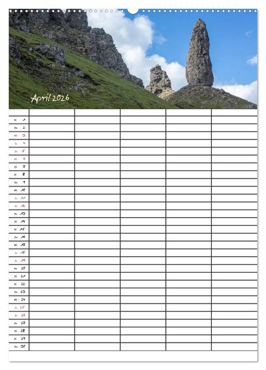 Produktbild: Isle of Skye - Schottlands Inseln - Familienplaner (hochwertiger Premium Wandkalender 2026 DIN A2 hoch), Kunstdruck in Hochglanz