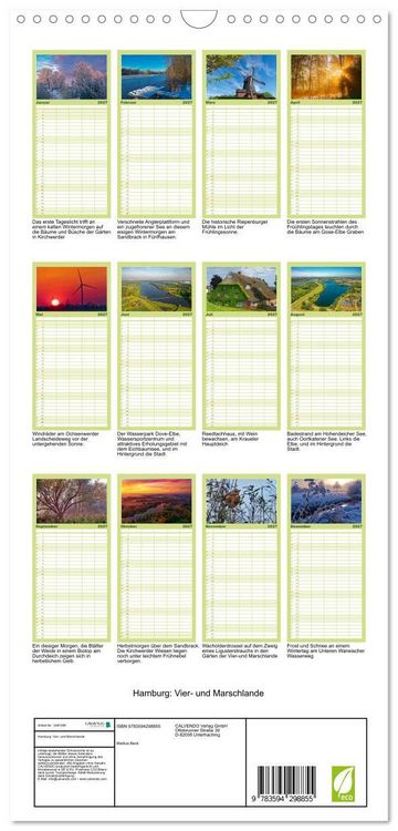 Produktbild: Familienplaner 2027 - Hamburg: Vier- und Marschlande mit 5 Spalten (Wandkalender, 21 x 45 cm) CALVENDO