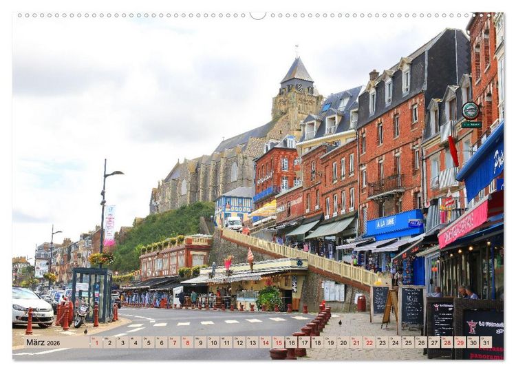 Produktbild: An der franz&ouml;sischen Alabasterk&uuml;ste - Mers-les-Bains und Le Tr&eacute;port (hochwertiger Premium Wandkalender 2026 DIN A2 quer), Kunstdruck in Hochglanz