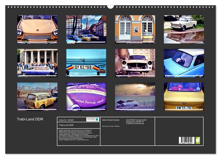 Produktbild: Trabi-Land DDR (Wandkalender 2026 DIN A2 quer), CALVENDO Monatskalender