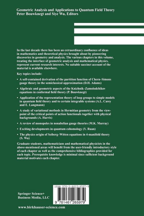 Produktbild: Geometric Analysis and Applications to Quantum Field Theory