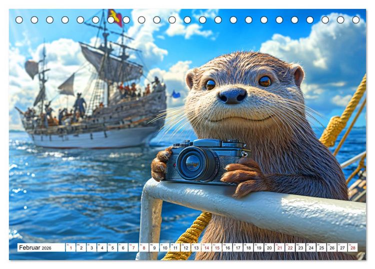 Produktbild: Otterwegs - 12 Monate tierischer Urlaubsspa&szlig; (Tischkalender 2026 DIN A5 quer), CALVENDO Monatskalender