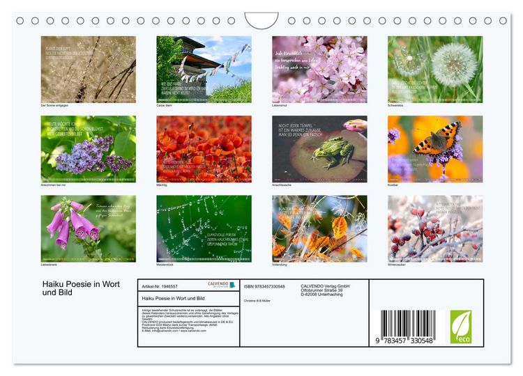 Produktbild: Haiku Poesie in Wort und Bild (Wandkalender 2026 DIN A4 quer), CALVENDO Monatskalender