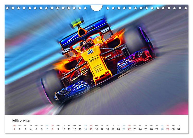 Produktbild: Formel 1 kreativ - Digital Art von Jean-Louis Glineur (Wandkalender 2026 DIN A4 quer), CALVENDO Monatskalender