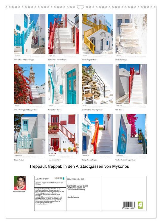 Produktbild: Treppauf, treppab in den Altstadtgassen von Mykonos (Wandkalender 2026 DIN A2 hoch), CALVENDO Monatskalender
