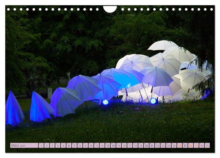 Produktbild: Schirme. Lichtinstallation Idee und Ausf&uuml;hrung des K&uuml;nstler Thomas Mogendorf (Wandkalender 2027 DIN A4 quer), CALVENDO Monatskalender
