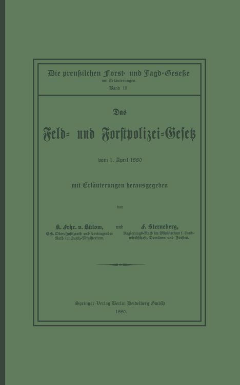 Produktbild: Das Feld- und Forstpolizei-Gesetz
