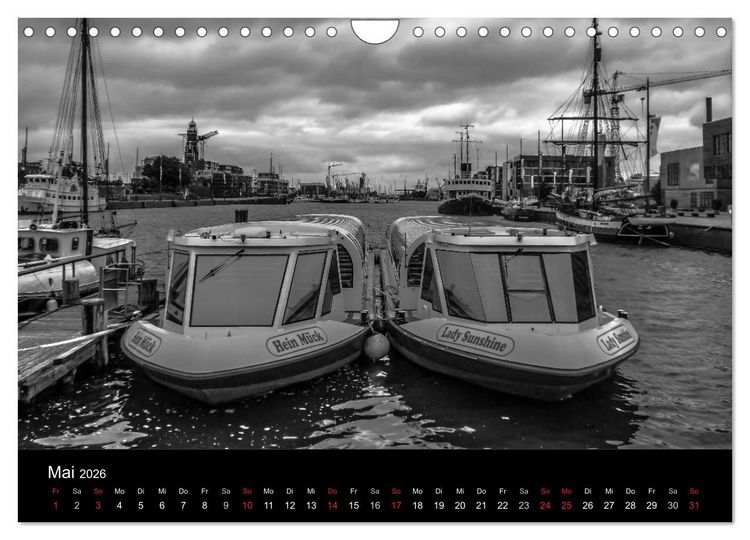 Produktbild: Bremerhaven - Blickpunkte Schwarzwei&szlig; (Wandkalender 2026 DIN A4 quer), CALVENDO Monatskalender