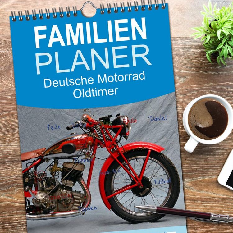 Produktbild: Familienplaner 2026 - Deutsche Motorrad Oldtimer mit 5 Spalten (Wandkalender, 21 x 45 cm) CALVENDO