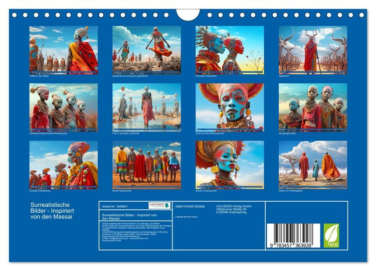 Produktbild: Surrealistische Bilder - Inspiriert von den Massai (Wandkalender 2026 DIN A4 quer), CALVENDO Monatskalender