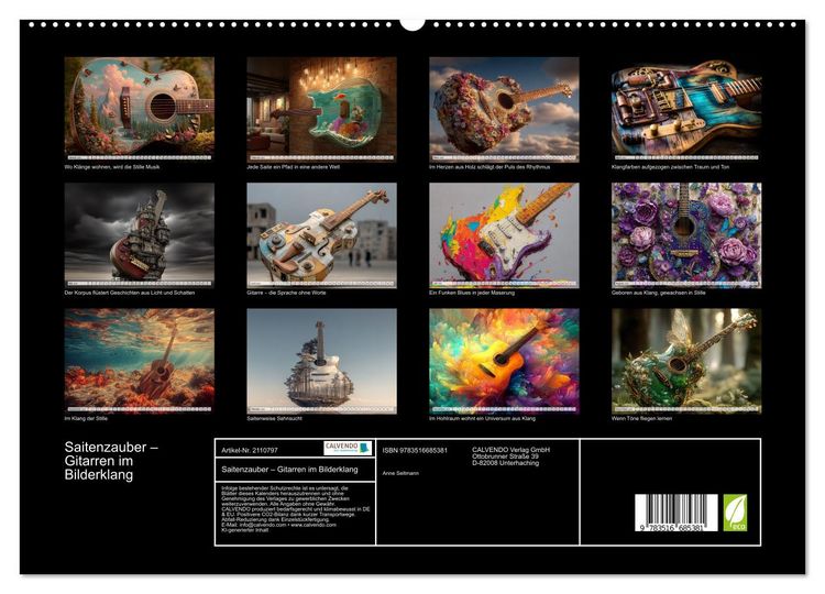 Produktbild: Saitenzauber &ndash; Gitarren im Bilderklang (hochwertiger Premium Wandkalender 2026 DIN A2 quer), Kunstdruck in Hochglanz