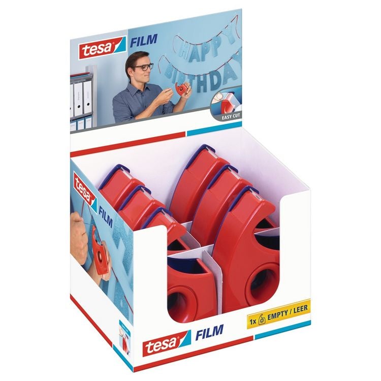 Produktbild: tesa Klebeband-Abroller 57444-00001-00 Rot, Blau Rollenbreite (max.): 19 mm Rollenl&auml;nge (max.) 33 m