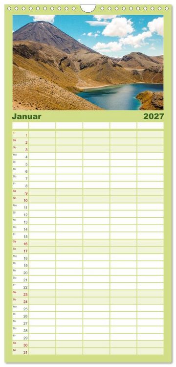Produktbild: Familienplaner 2027 - Faszination Neuseeland mit 5 Spalten (Wandkalender, 21 x 45 cm) CALVENDO