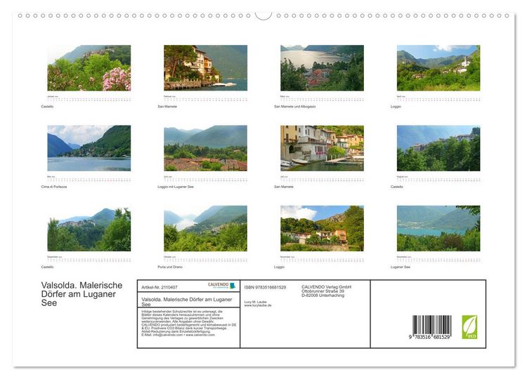 Produktbild: Valsolda. Malerische D&ouml;rfer am Luganer See (hochwertiger Premium Wandkalender 2026 DIN A2 quer), Kunstdruck in Hochglanz