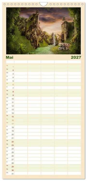 Produktbild: Familienplaner 2027 - Camping macht gl&uuml;cklich! mit 5 Spalten (Wandkalender, 21 x 45 cm) CALVENDO
