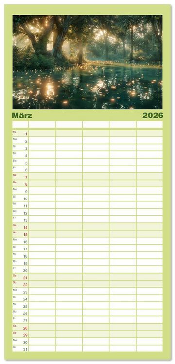 Produktbild: Familienplaner 2026 - Quelle des Lebens - Wasser und Landschaft mit 5 Spalten (Wandkalender, 21 x 45 cm) CALVENDO