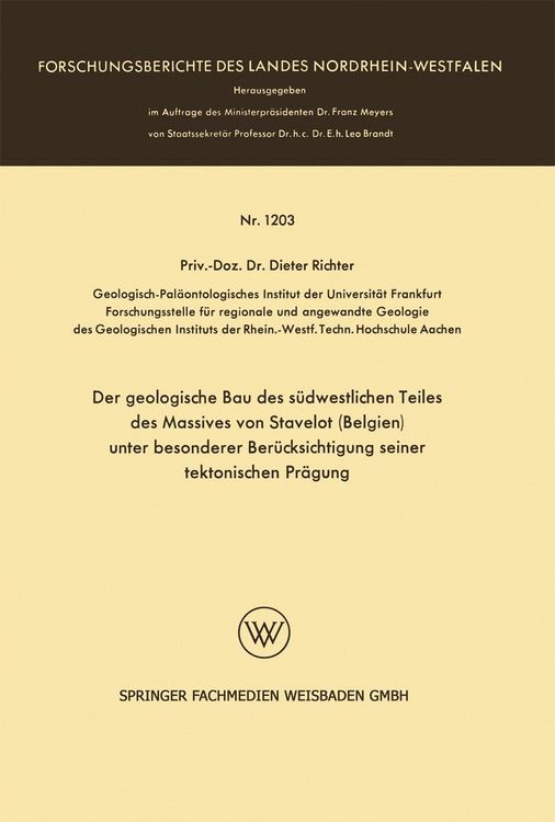 Produktbild: Der geologische Bau des s&uuml;dwestlichen Teiles des Massives von Stavelot (Belgien) unter besonderer Ber&uuml;cksichtigung seiner tektonischen Pr&auml;gung
