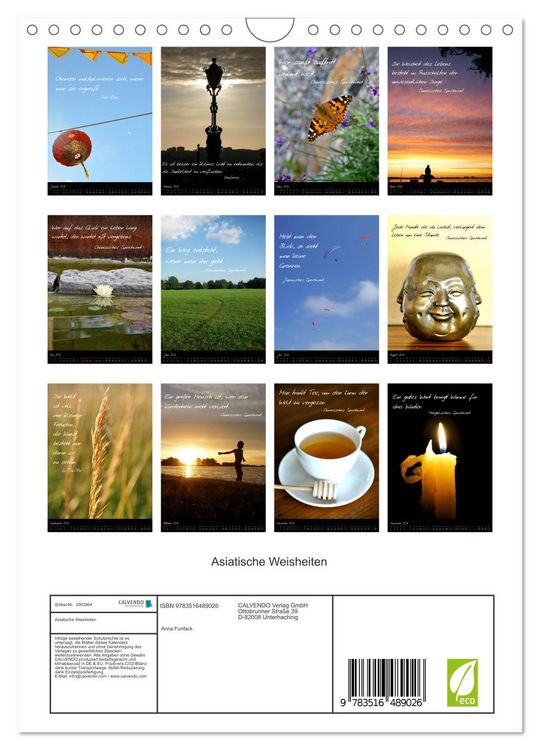 Produktbild: Asiatische Weisheiten (Wandkalender 2026 DIN A4 hoch), CALVENDO Monatskalender