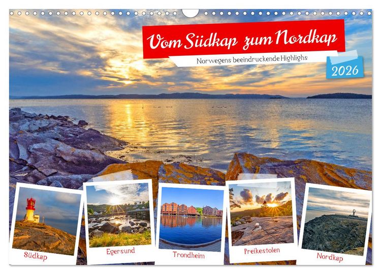 Produktbild: Vom S&uuml;dkap zum Nordkap (Wandkalender 2026 DIN A3 quer), CALVENDO Monatskalender