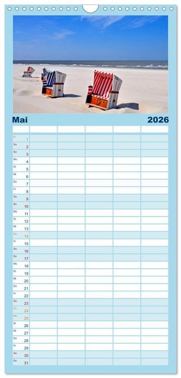 Produktbild: Familienplaner 2026 - Ostfriesische Inseln mit 5 Spalten (Wandkalender, 21 x 45 cm) CALVENDO