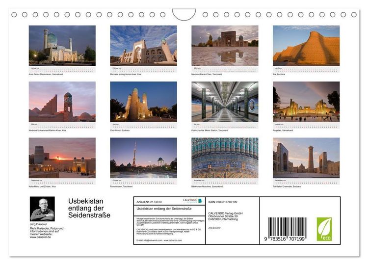 Produktbild: Usbekistan entlang der Seidenstra&szlig;e (Wandkalender 2026 DIN A4 quer), CALVENDO Monatskalender