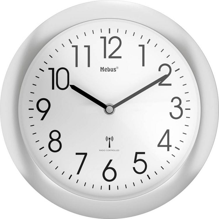 Produktbild: Mebus 52451 Funk Wanduhr 25cm x 40mm Silber