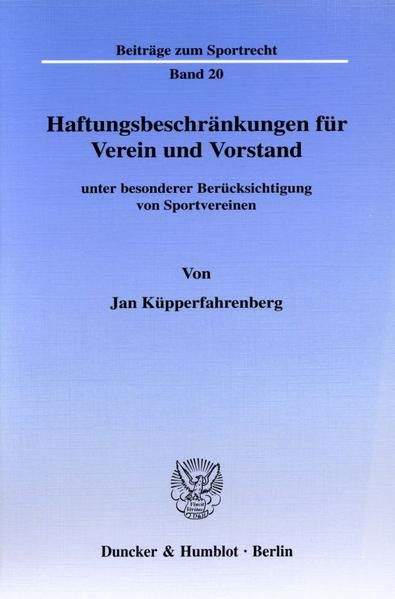 Produktbild: Haftungsbeschr&auml;nkungen f&uuml;r Verein und Vorstand