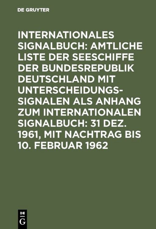 Produktbild: 31 Dez. 1961, mit Nachtrag bis 10. Februar 1962