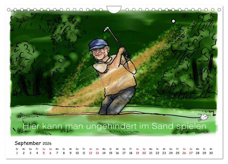 Produktbild: Golfkalender f&uuml;r Anf&auml;nger und alle die Spa&szlig; am Golfen haben (Wandkalender 2026 DIN A4 quer), CALVENDO Monatskalender