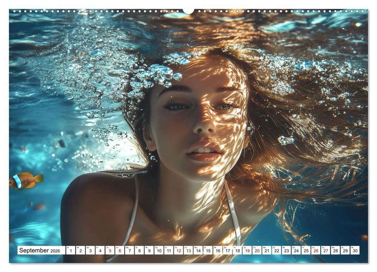 Produktbild: Aqua Desire &ndash; KI-Sch&ouml;nheiten unter Wasser (hochwertiger Premium Wandkalender 2026 DIN A2 quer), Kunstdruck in Hochglanz