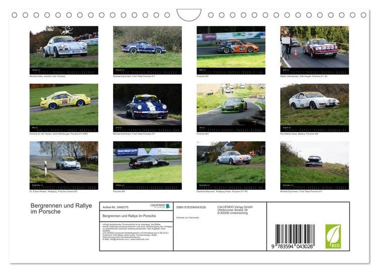 Produktbild: Bergrennen und Rallye im Porsche (Wandkalender 2027 DIN A4 quer), CALVENDO Monatskalender