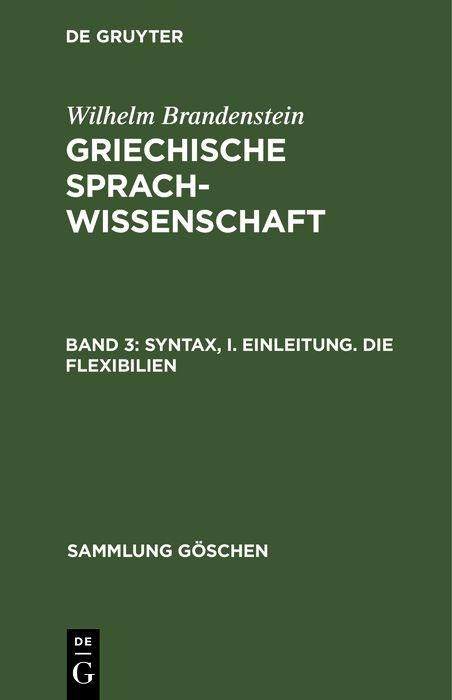 Produktbild: Syntax, I. Einleitung. Die Flexibilien