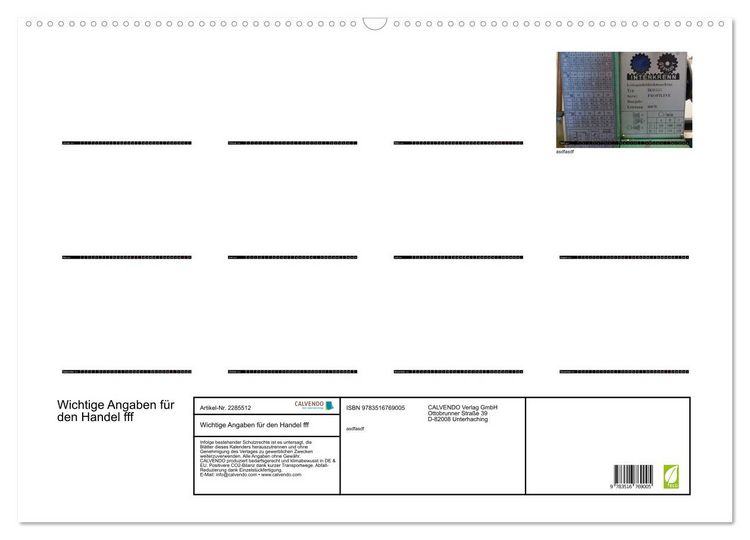 Produktbild: Wichtige Angaben f&uuml;r den Handel fff (Wandkalender 2027 DIN A2 quer), CALVENDO Monatskalender
