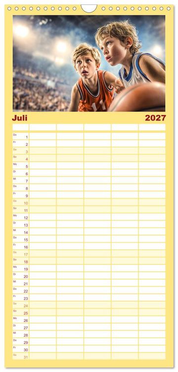 Produktbild: Familienplaner 2027 - Basketball - Kids in Action mit 5 Spalten (Wandkalender, 21 x 45 cm) CALVENDO