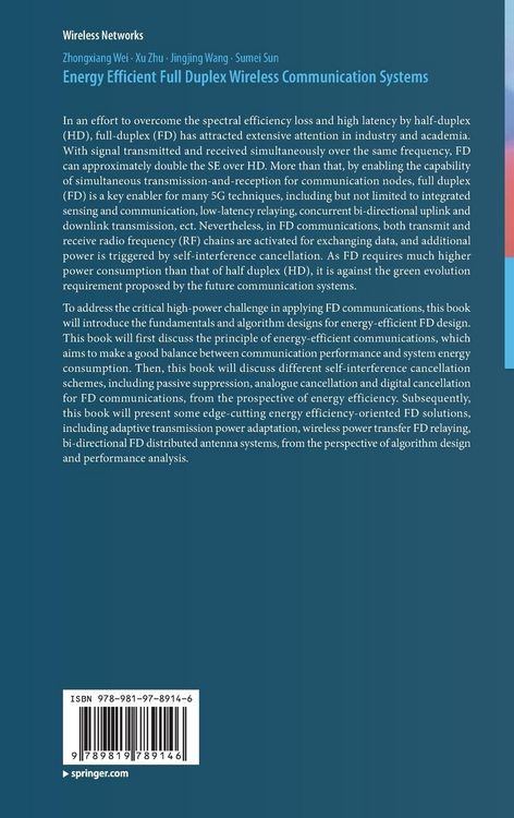Produktbild: Energy Efficient Full Duplex Wireless Communication Systems