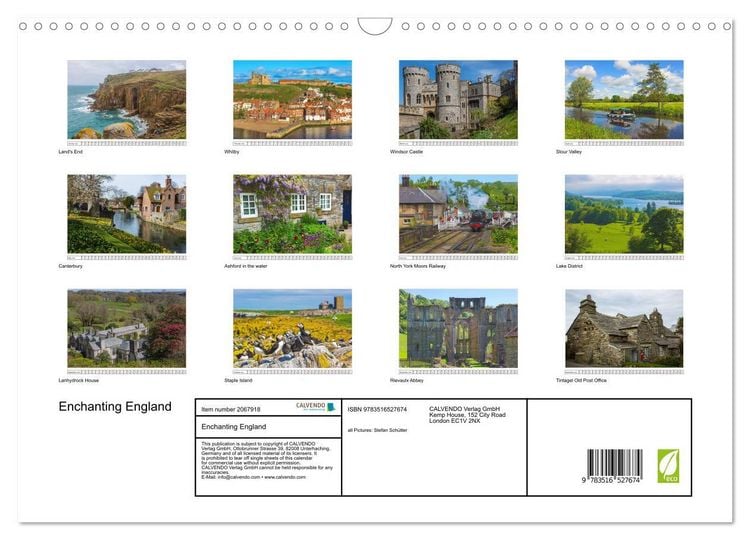 Produktbild: Enchanting England (Wall Calendar 2026 DIN A3 landscape), CALVENDO 12 Month Wall Calendar
