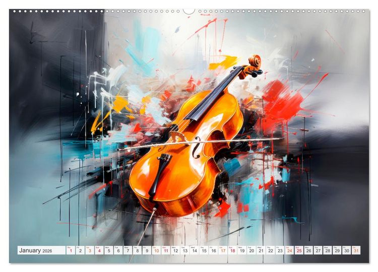 Produktbild: Musical Instruments CHARMING MODERN PRESENTATION (Wall Calendar 2026 DIN A2 landscape), CALVENDO 12 Month Wall Calendar