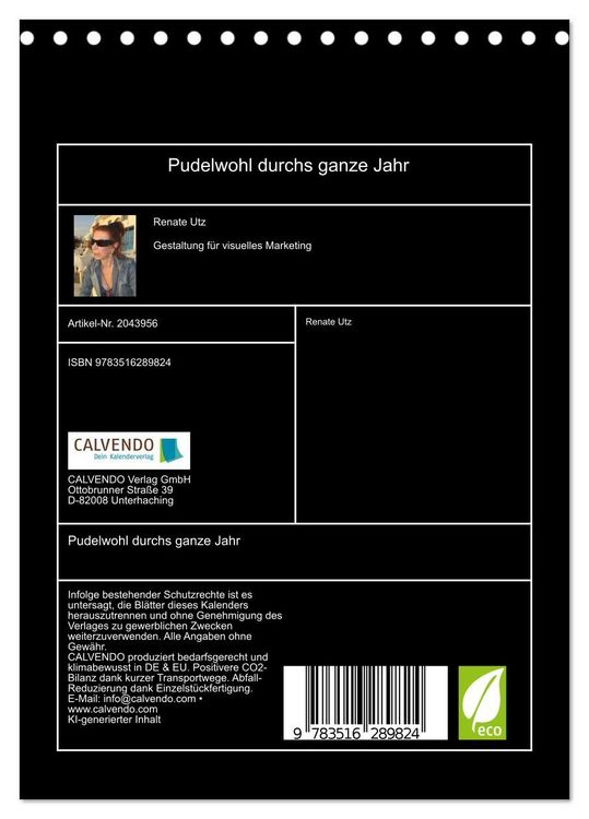 Produktbild: Pudelwohl durchs ganze Jahr (Tischkalender 2026 DIN A5 hoch), CALVENDO Monatskalender