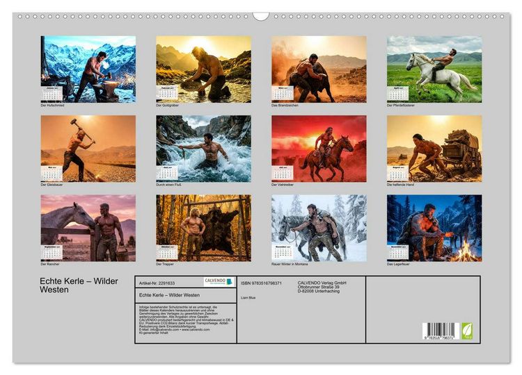 Produktbild: Echte Kerle &ndash; Wilder Westen (Wandkalender 2027 DIN A2 quer), CALVENDO Monatskalender