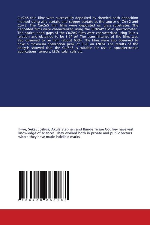 Produktbild: Optical Properties of Cu-Doped ZnS for Solar Cells