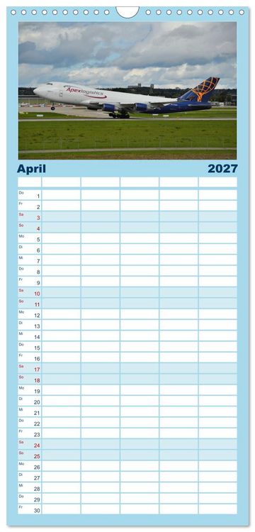 Produktbild: Familienplaner 2027 - Ein Jahr in der Welt der Luftfahrt mit 5 Spalten (Wandkalender, 21 x 45 cm) CALVENDO