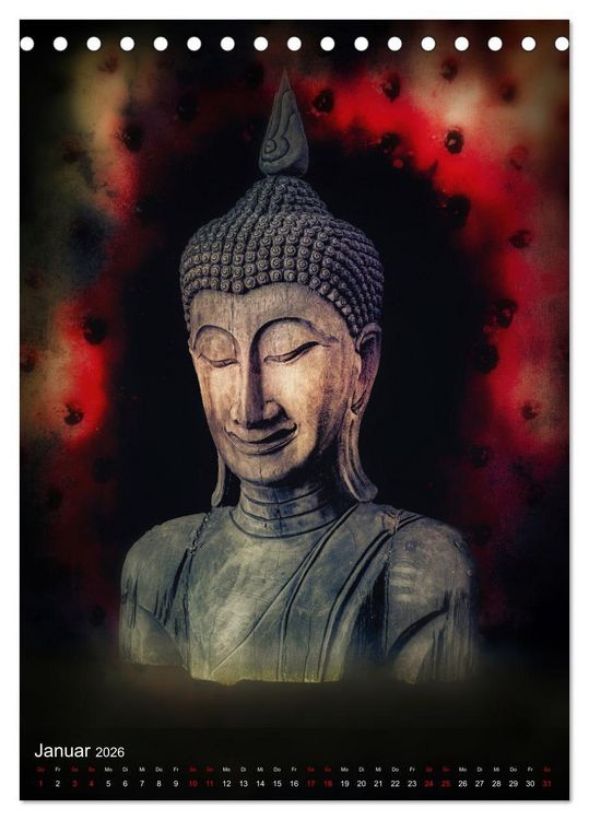 Produktbild: Die Welt mit Buddha (Tischkalender 2026 DIN A5 hoch), CALVENDO Monatskalender