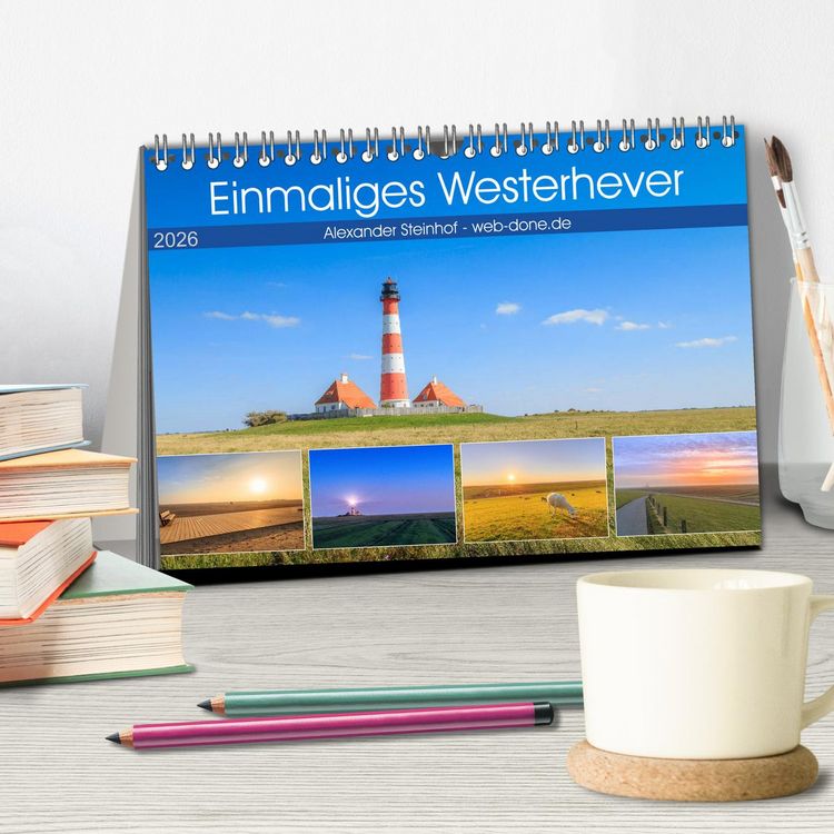 Produktbild: Einmaliges Westerhever (Tischkalender 2026 DIN A5 quer), CALVENDO Monatskalender