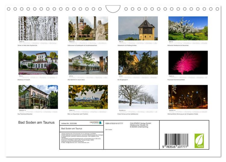 Produktbild: Bad Soden am Taunus (Wandkalender 2026 DIN A4 quer), CALVENDO Monatskalender