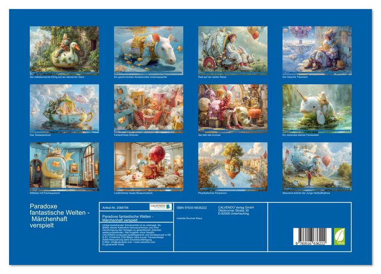 Produktbild: Paradoxe fantastische Welten - M&auml;rchenhaft verspielt (hochwertiger Premium Wandkalender 2026 DIN A2 quer), Kunstdruck in Hochglanz